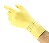 Ansell AlphaTec 87-086 Mehrzweckhandschuhe aus Latex, Chemikalienschutz, Lebensmittel Geeignet, Wiederverwendbare Gummihandschuhe, Hausputz, Haushalt, Kochen, Gelb, Größe XS (1 Paar)
