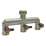 ATJTYSX 3-Wege-Wasserverteiler, Verteiler mit Wasserhahn, Garten Wasserverteiler, Gartenschläuche, 3er Verteiler 3/4' Adapter 1/2' mit Kugelhahn, zum Einstellen und Absperren des Wasserflusses