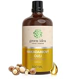 Green idea - Macadamianussöl - 100ml - Macadamia Öl 100%- Kaltgepresst - Rein & Natürlich - Trägeröl - für Haut - Körperpflege - Haarpflege - Trockenes Haar - Spliss Entferner 100 ml