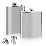 VFANDV Flachmann Edelstahl 2 Stück, 4oz/8oz Flachmann Set mit 1 Trichter und 1 Weinbecher Ttragbarer Flachman für Frauen und Männer Flachmänner Klein Auslaufsicher Hip Flask für Alkohol (8oz/220 ml)