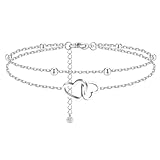 Bzzerumy Fußkettchen für Damen Silber - Wasserfestes Fußkettchen, Fußkettchen Damen, Silber Fußkettchen, Fusskettchen, Anklet, Fußkette Silber, Fussketten für Frauen silber 925