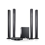 Teufel Columa 300 Mk2 L Heimkino 5.1 Set - Home Cinema Soundanlage mit Subwoofer & Aluminium Säulen Speakers, Surround Sound, HiFi Speaker System - Schwarz