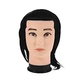 NIYANGLE Männlicher Übungskopf mit Echthaar Kosmetikpuppenkopf für Friseurausbildung Robustes Material Kompakt für Salon und Schulungsworkshops