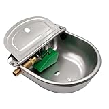 BREUAILY Automatische Pferdetränke Edelstahl Viehtränke mit 1/2' Messing Schwimmerventilund AbflusslöChern Tränkebecken für Schafe Pferde Rinder ziegen Hunde