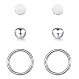 BONNYBIRD® Ohrringe Silber Set -für mehrere Ohrlöcher, Damen, Medizinische Ohrstecker Set, Edelstahl Stecker