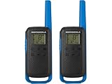 Motorola Talkabout T62 PMR-Funkgeräte (2er Set, PMR446, 16 Kanäle und 121 Codes, Reichweite 8 km) blau