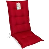 Herlag Gartenmöbelauflage Valeria Hochlehner 123x50x7,5cm | Sitzauflage Einfarbig | Polsterauflage Klappsessel | Gartenstuhlauflage Design-Edition | Öko Tex 100 | 1 Polster | Rot
