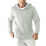 Jupmov Leichte Laufjacke Herren,Windbreaker Kapuzenpullover mit Reißverschluss Tasche Sport Hoodie Herren(Hellgrau,L)