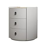 FZL02068LM Nachttisch Nachttisch mit 3 Schubladen, runder moderner Nachttisch, Holzkommode, Sofa-Beistelltisch for Schlafzimmer, Wohnzimmer, Flur, 16,5' DX 16,5' BX 19,6' H, Weiß Nachttische