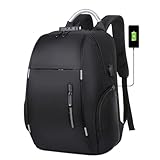 AHIOJEGX Laptop Rucksack Reise-Laptop-Rucksack for Herren, Business-Rucksack, Schule, erweiterbare USB-Tasche, große Kapazität, 16-Zoll-Laptop, wasserdicht, modischer Rucksack(Black)