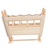 Totority Holz Kinderbett für Puppenhaus Handgefertigtes Modell Puppenhaus Zubehör für Mini Szenen und Dekoration Holzfarbe Unlackiert