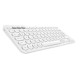 Logitech K380 Kabellose Bluetooth-Tastatur, Multi-Device & Easy-Switch Feature, Windows- und Apple-Shortcuts, PC/Mac/Tablet/Handy/Apple iOS+TV, US QWERTY-Layout - Weiß