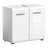 xonox.home - Waschbeckenunterschrank Ice 60x54x32 cm in weiß Hochglanz Tiefziehfront Korpus weiß - Unterschrank Waschtischunterschrank Badezimmerunterschrank