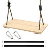 Baumschaukel aus natürlichem Kiefernholz, sensorische Schaukel für Kinder, Gartenschaukeln, Spielgeräte für Kinder, fördert die Balance-Entwicklung, strapazierfähig, 150 kg Kapazität, 46 x 20 x 5 cm