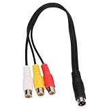 CYSFETENA DIN 4PIN auf 3RCA Kabel 4,9 ft, Professionelles S Video Kabel für DVD, TV, HDTV, VCR, CD-Player, Hohe Signalqualität PVC-Mantel, Ideal für Videoübertragung