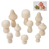 10 Stück Unfertige Holzpilze zum Bemalen, Diy Holzpilzen, Pilz Deko Verschiedene Größen, NatüRliche Unfinished Pilze, Unlackierte Holzpilze für Kunst, Bastelprojekte, Dekoration, Pilzdekorationen