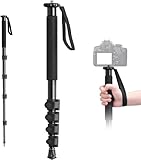 ULANZI TB12 Einbeinstativ Kamera 155cm Aluminium Fotografie Monopod, 5 Stufen Höhen Verstellbar, mit 1/4' & 3/8' Schraube Fuß Spike, Tragfähigkeit 5kg, Wanderstöcke Teleskop Stick für Reise Trekking