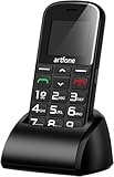 artfone CS182 Seniorenhandy ohne Vertrag丨Mobiltelefon mit großen Tasten丨GSM Dual SIM Rentner Handy丨Ladestation丨SOS Notruftaste丨1,8 Zoll Farbdisplay丨FM丨Lange Standby-Zeit丨Großtastenhandy - Schwarz