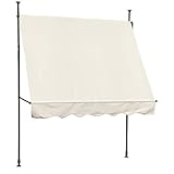 SVITA Klemmmarkise Balkonmarkise Sonnenschutz Markise Handkurbel ohne Bohren (200 x 120 cm, Beige)