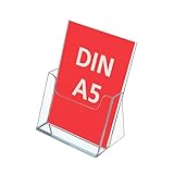 ogoPLUS Prospektständer DIN A5 Hochformat / Prospekthalter Flyer-Ständer Werbung Aufsteller Tisch-Prospektständer / Prospektbox / Werbung, glasklar, leichte Neigung für optimales Blickfeld