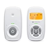 Motorola Nursery AM24 Babyphone Audio - Digitales Babyfon mit DECT-Technologie zur Audio-Überwachung-Raumtemperaturanzeige- Mikrofon mit hoher Empfindlichkeit und Zweiwege-Sprechfunktion–Weiß