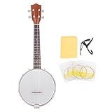 LOCADENCE 24 Banjo Ukulele, 4 String Maple Rosewood Banjo mit BJ10 Streicher Capo Reinigung Polnischer Stoff Geschenke für Musical Liebhaber Familienfreunde