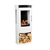 GLOW FIRE Ethanol Kaminofen GÖTEBORG (freistehender Standkamin) - Bioethanol Kamin Innenräume, 6 Stunden Brenndauer und 2 kW Heizleistung, 55x30x97,8 cm – Weiß