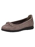 Tamaris Comfort Damen Ballerinas aus Leder Klassisch Comfort Fit, Grau (Anthracite), 38 EU