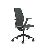 Steelcase Silq Ergonomischer, höhenverstellbarer Stuhl mit Platin Solid/Amsel Rückenlehne und Pfeffer Bezug