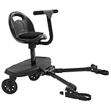 RVUEM Universal Buggy Board mit Abnehmbarem Sitz - Verstellbare Kinderwagen-Fußplatte für Kinder von 2-6 Jahren, 360° Räder & Stoßdämpfung, Kompatibel mit den Meisten Kinderwagen,Schwarz