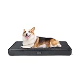 HMTOPE Orthopädisches Hundebett, 9cm Dicke Hundekissen für Mittelgroße Hunde, Abnehmbar und Waschbar Hundematte, rutschfeste Unterseite, Wasserdichtes Innenfutter, 91 cm, Dunkelgrau