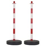 Perel PVC-Absperrpfosten-Set, mit befüllbarem Fuß, ohne Kette, verbindbar, für temporäre Absperrungen, Veranstaltungen, Gastronomie und öffentliche Bereiche, rot/weiß, 2 Stück