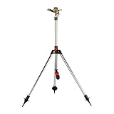 Grafner Impulsregner mit Teleskop-Stativ, für große Flächen bis 900 m², stufenlose Reichweiteneinstellung bis 15 Meter, 360° Radius, mit Dreibein-Teleskopstativ (58-91 cm) und 1/2 Zoll Klick-Anschluss