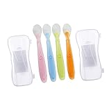 Toyvian 4 Stück Löffel Für Babys Servierlöffel Aus Silikon Weiche Silikonlöffel Babylöffel Selbstfütterung 6 Monate Folienbeutel -kit Nahrungsergänzungsmittel Löffel Neugeboren Mädchen