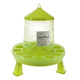 GarPet Futterautomat Hühner mit Stand Füßen grün Geflügel Futterspender Futtertrog 2 Kg Wachteln Trog Automatisch groß