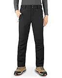 33,000ft Herren Wasserdichte Hose Warm Fleece Gefüttert Ski Schneehose Thermo Softshellhose für Golf Wandern Spaziergang, Schwarz , 34W x 30L