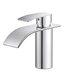 FORIOUS Wasserhahn Bad, Edelstahl Wasserfall Waschbeckenarmatur mit Auslaufhöhe 80MM, Einhebel-Mischbatterie für Kaltes und Warmes Wasser im Badezimmer, Wassersparend, Energiesparend