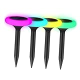 HOUDERCO 4 Stück Rgb Solar Bodenleuchten Farbwechselnde Energieeffiziente Gartenlichter für Außenbereiche Wie und Einfache Installation und Langlebig