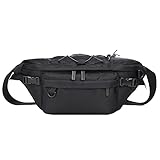 Herren Kuriertasche, Schultergürtel, Schnalle, Reißverschluss, bequem, modisch, große Kapazität, Hüfttasche, Leder, Kuriertasche für Herren, klein, Schwarz , Einheitsgröße