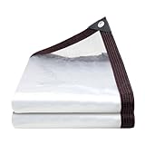 Transparente Abdeckplane – wasserdichte Plane transparent, 7 × 7 Füße mit Ösen | Außenabdeckung für Terrasse, Gartenmöbel, Camping, Zimmerpflanzen