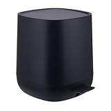 Relaxdays Mülleimer Bad, 5 l, Kosmetikeimer mit Soft-Close, Matte Optik, entnehmbarer Inneneimer, Treteimer, schwarz