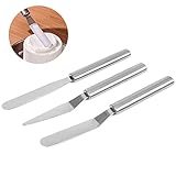 3 Stück Tortenspatel Set für Backen, Winkelpalette aus Edelstahl Abgewinkelter Zuckergussspatel für Tortendekoration, 1 Gerader Offset Tortenspachtel + 2 Winkelpaletten Spachtel für die Küche