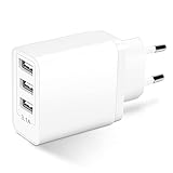 USB Stecker USB Ladegerät, Mehrfach 3-Port 15.5W USB Adapter Steckdose 5V3.1A 2A/1A USB Plug, Netzstecker Netzteil Ladestecker Ladekabel für iPhone, Samsung, Xiaomi, Tablets, Handys, und Mehr