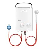 CAMPLUX AY132-DE 5 Liter Tankless Gasdurchlauferhitzer 50mbar, LPG Durchlauferhitzer mit Tragbarer Griff, 10 kW, Propan- oder Butangas, Campingdusche
