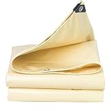 Abdeckplane, wasserdicht, strapazierfähig, 500 g/m², beige, PVC-Plane, 2 x 2 m, 3 x 3 m, 4 x 4 m, 5 x 5 m, regenfestes, faltbares Bodenplane, für Outdoor-Abdeckung, Notregen, Dach, Schwimmbad, Boot,