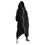 Hoodie Herren, Zip Hoodie Herren Oversized Sweatjacke mit Kapuze Einfarbig Lange Cardigan Jacke Kapuzenjacke Langarm Reißverschluss Winterjacke Übergangsjacke Casual Trenchcoat Freizeitjacke