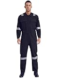 winying Herren Arbeitsoverall Overall Langarm 100% Baumwolle Einteiler Jumpsuit Ganzkörperanzug Schutzanzug Schutzkleidung Navy blau M