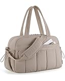 BAGSMART Puffer Reisetasche, Sporttasche Damen 24L Weekender Wasserabweisend Travel Bag Handgepäck Gym Bag Kliniktasche Geburt Krankenhaustasche Mit PVC Nasse Tasche Für Fitness, Sauna, Kamel