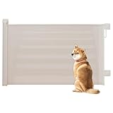 YUQIWKK Einziehbares Schutzgitter, Einhändig Bedienbares Hundegitter, Ausziehbares Kinderschutzgitter, Einziehbares Netz-Haustiergitter für Türen, Treppen, Flure, Innen-/Außenbereich(Weiß,86 * 140cm)
