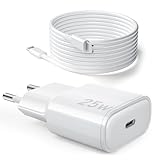 25W iPhone Ladekabel und Schnellladegerät für iPhone 14/14 Plus/14 Pro/14 Pro Max/13 12 11 SE, 2M USB C Lightning Kabel mit 3.0 PD Netzteil Power Adapter Ladestecker